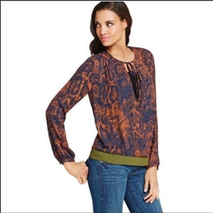 CABI #101 faux snakeskin blouse crossover top size xs